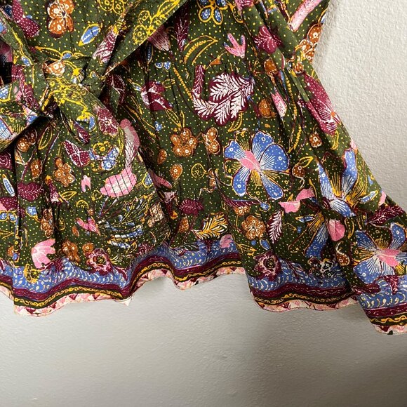 Ulla Johnson Womens Devya Green Floral Print Puff Sleeve Cotton Mini Dress 10 - Picture 6 of 11